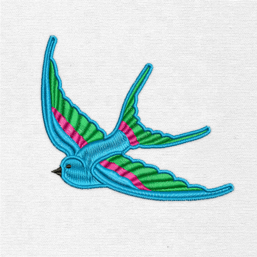 Blue Flying Bird Martlet Swallow (Machine Embroidery Design) Digital Download #133