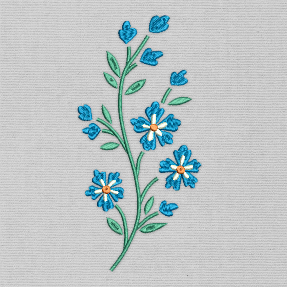 Blue Field Flowers Bouquet (Machine Embroidery Design) Digital Download #15