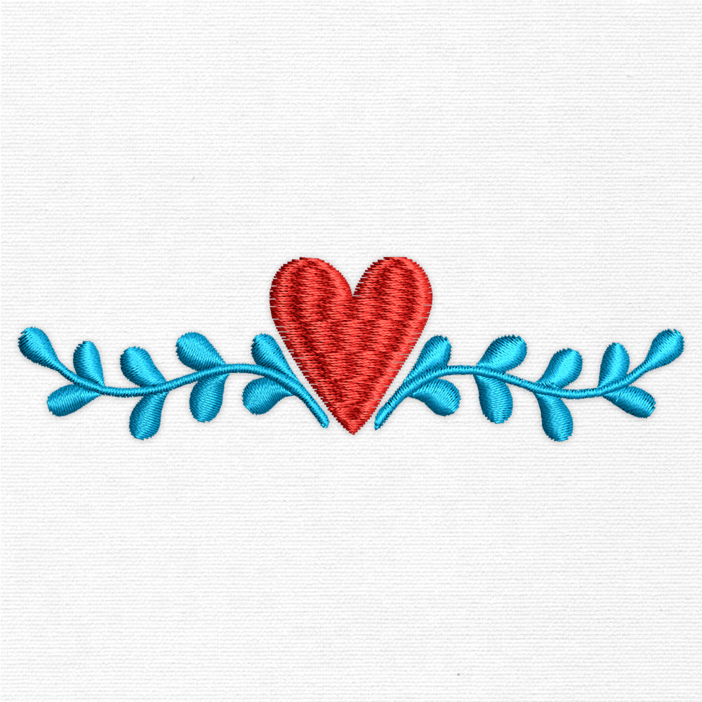 Heart With Leaves Two Colors (Machine Embroidery Design) Digital Download #8