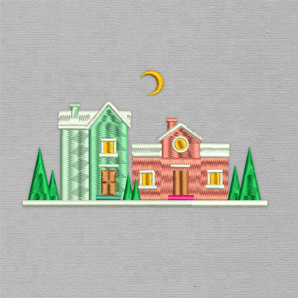 Winter Houses (Machine Embroidery Design) Digital Download #42