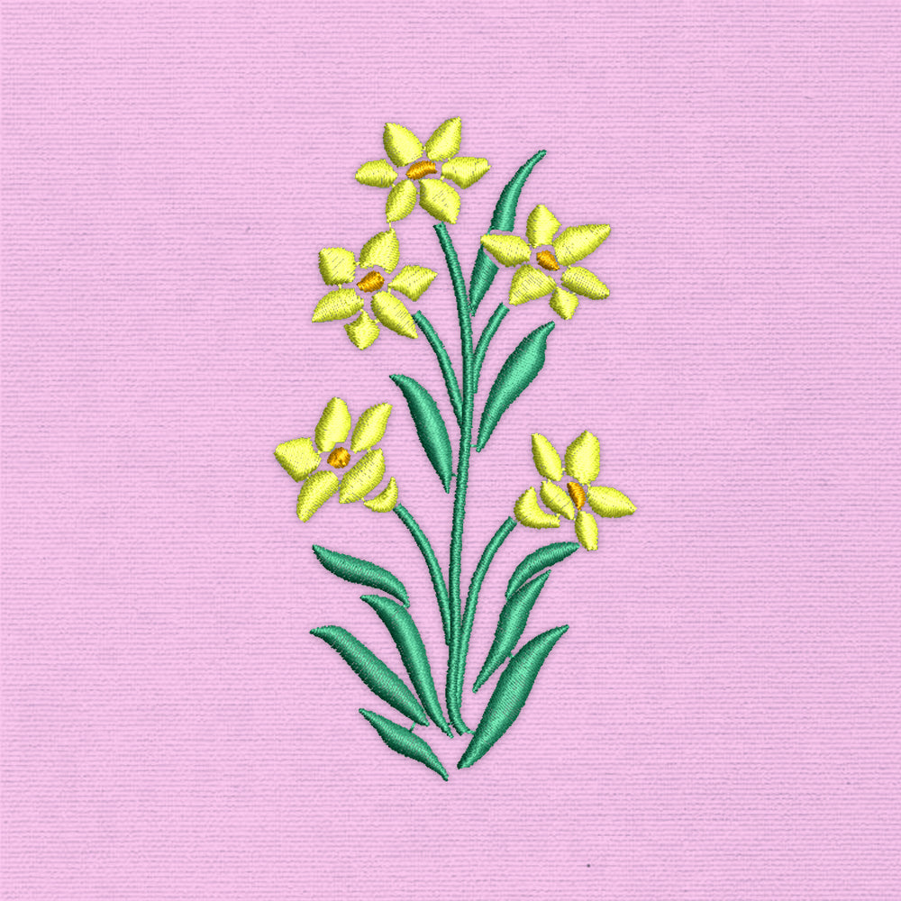 Yellow Narcis Flowers (Machine Embroidery Design) Digital Download #4