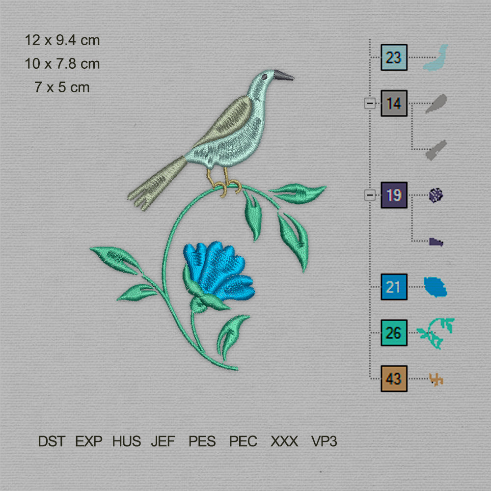 Turtledove Bird on the Branch (Machine Embroidery Design) Digital Download #20
