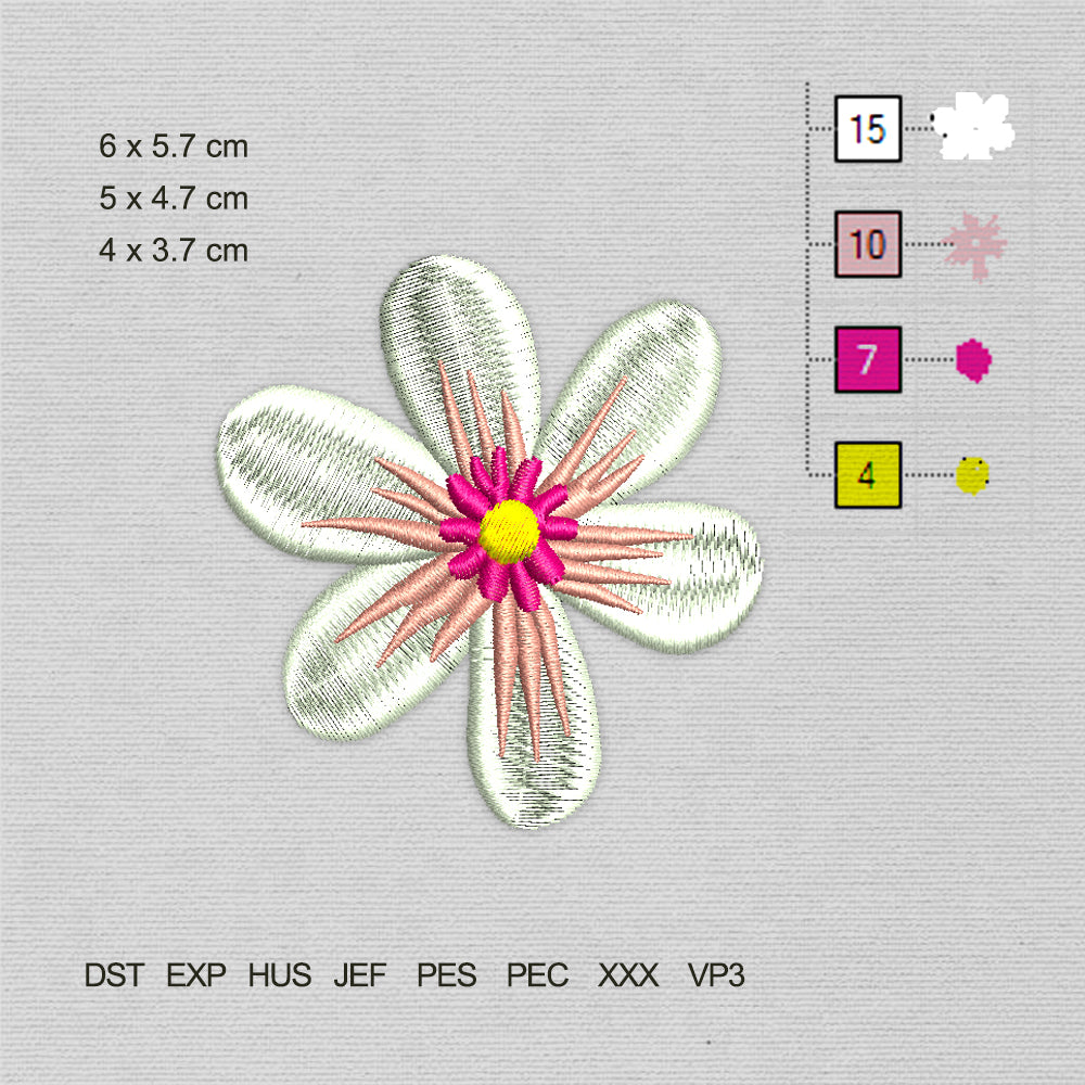 Small White Flower (Machine Embroidery Design) Digital Download #9