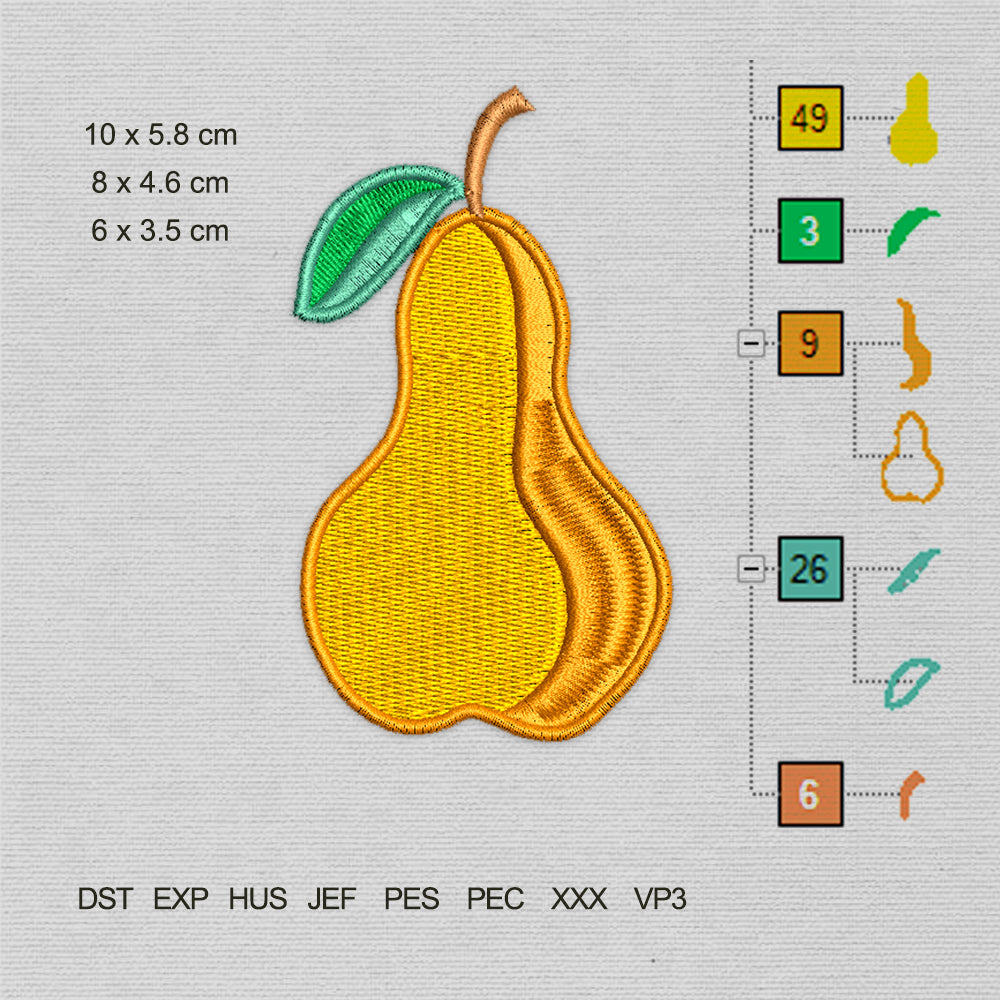 Yellow Pear (Machine Embroidery Design) Digital Download #10