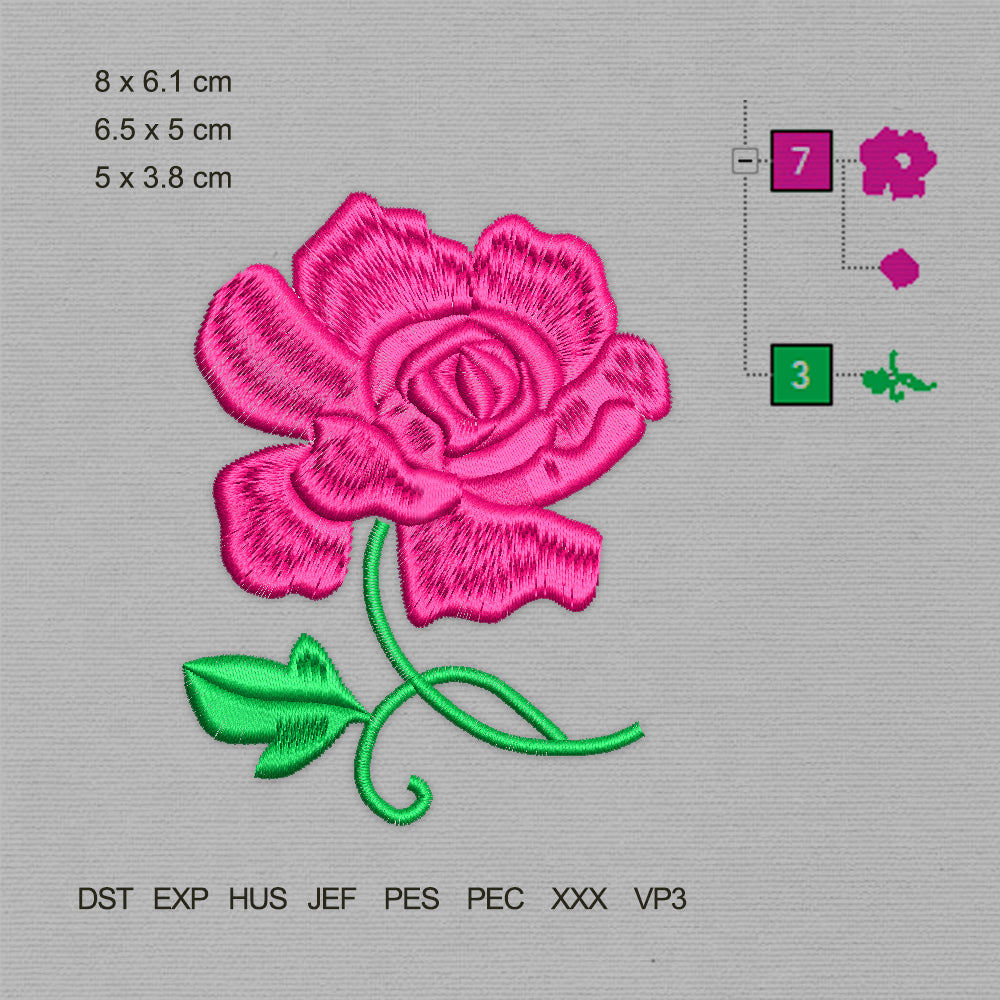 One Rose (Machine Embroidery Design) Digital Download #37