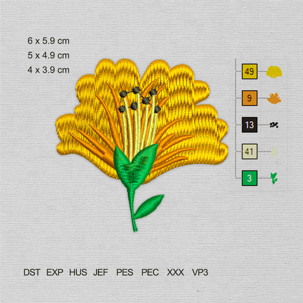 Little Orange Flower (Machine Embroidery Design) Digital Download #6