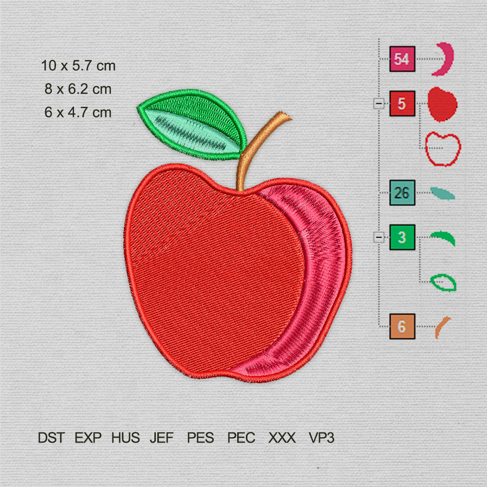 Red Apple (Machine Embroidery Design) Digital Download #11