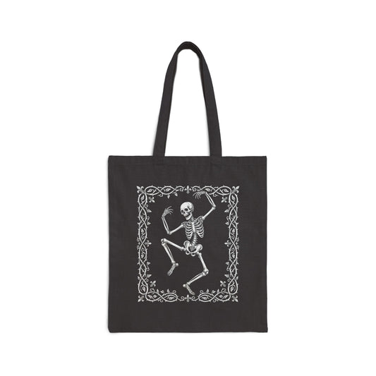 Dancing Skeleton Tote Bag | Halloween Skeleton Dance Canvas Tote