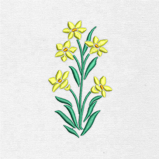 Yellow Narcis Flowers (Machine Embroidery Design) Digital Download #4