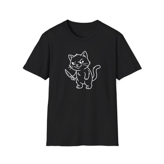Little Evil Cat T-Shirt | Cute Mischievous Cat Illustration