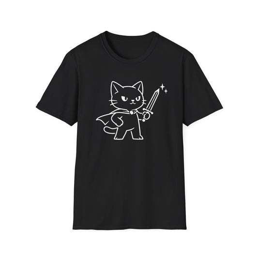 Dungeon Synth Cat with Sword T-Shirt | Fantasy Cat Warrior
