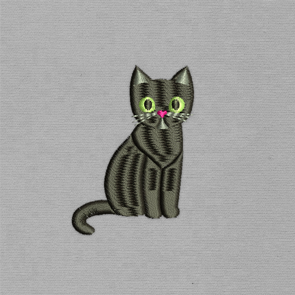 Little Black Cat (Machine Embroidery Design) Digital Download #44