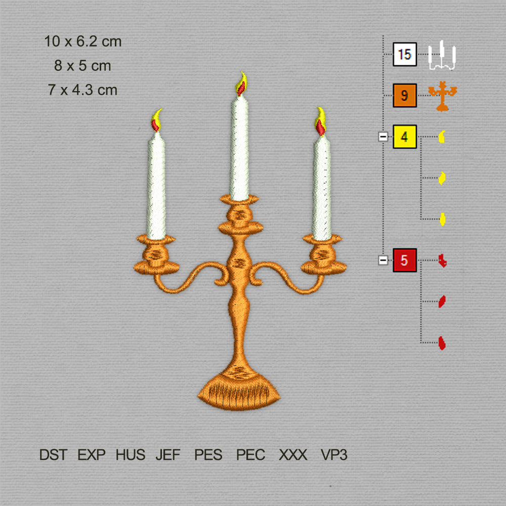 Candles (Machine Embroidery Design) Digital Download #34