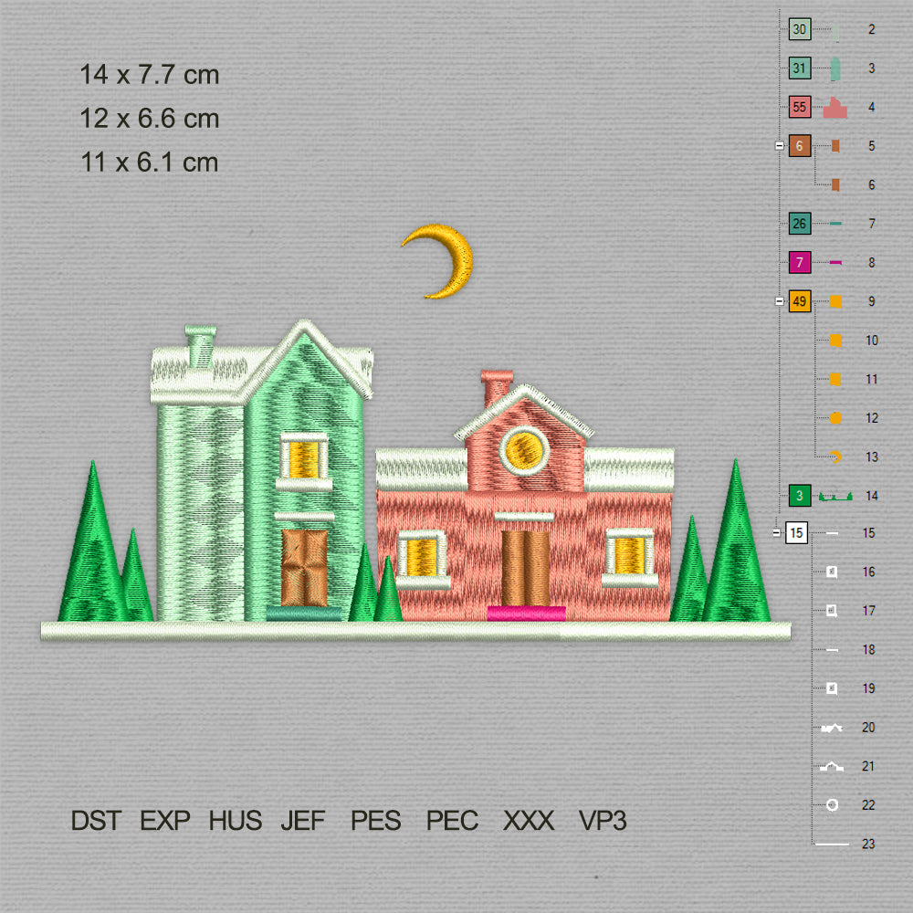 Winter Houses (Machine Embroidery Design) Digital Download #42