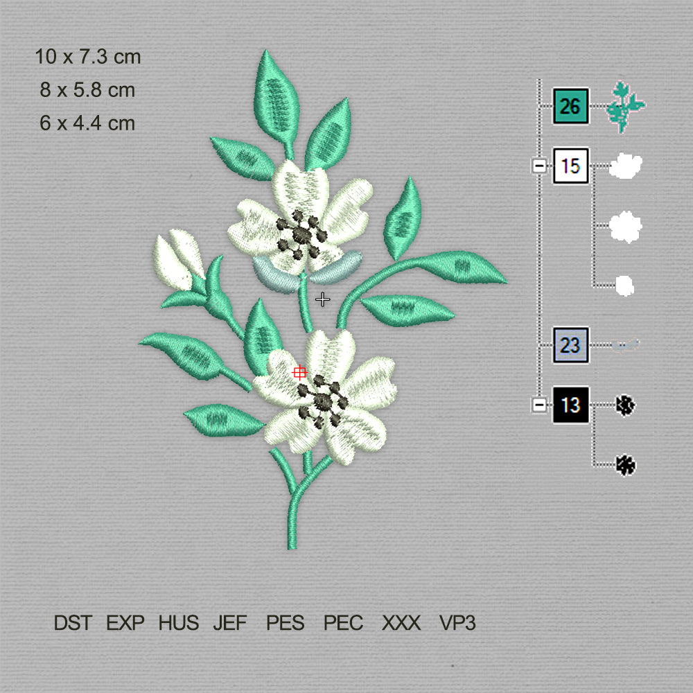 Appletree Spring Blossom Flowers Branch (Machine Embroidery Design) Digital Download #14