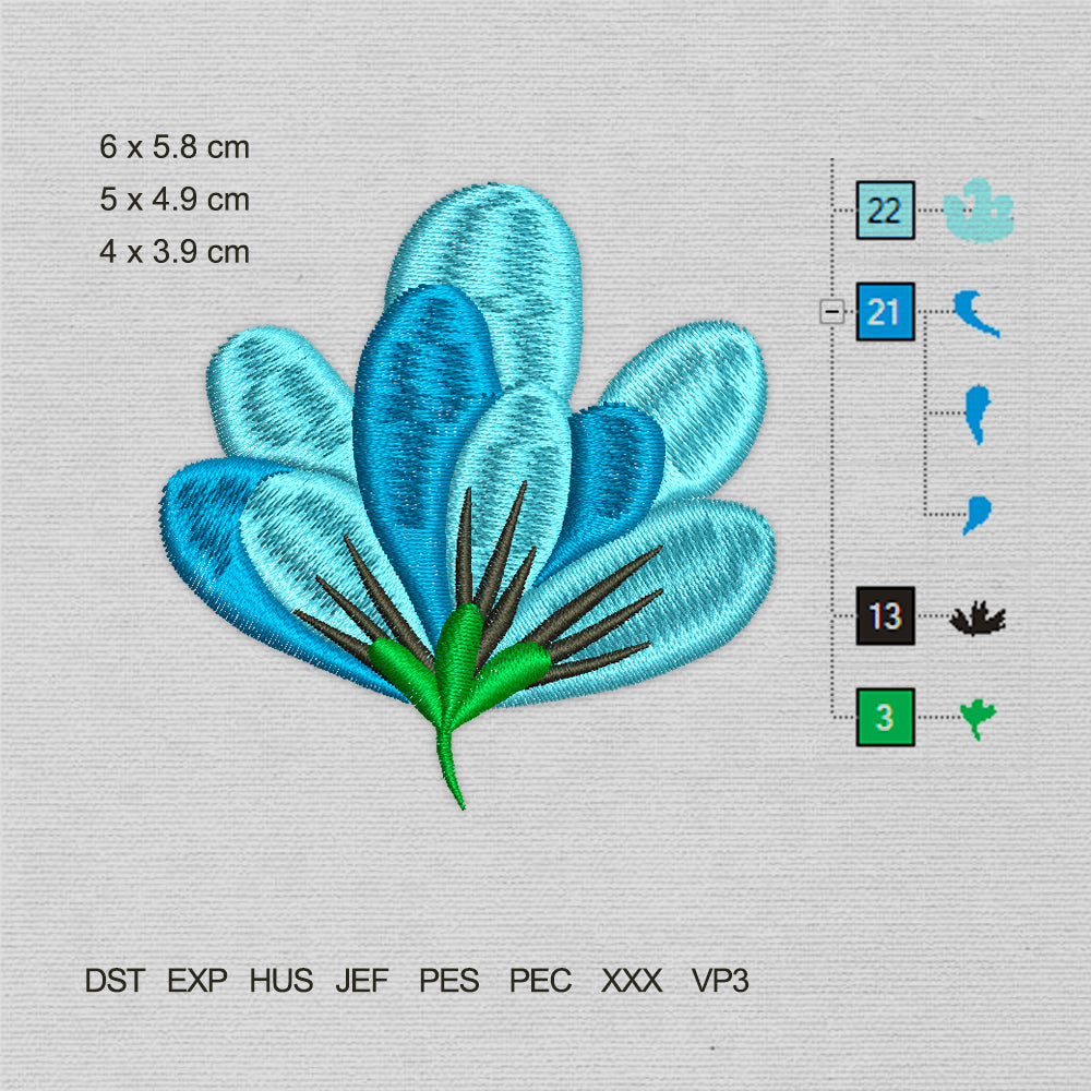 Little Blue Flower (Machine Embroidery Design) Digital Download #5