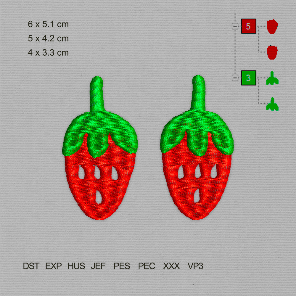 Two Little Strawberries (Machine Embroidery Design) Digital Download #25